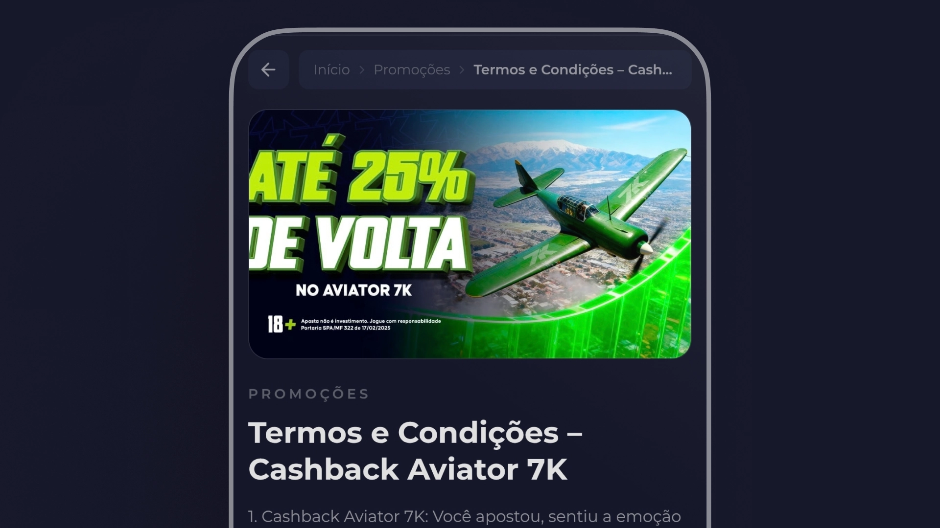 imagem bonus 7kBet cashback_aviator