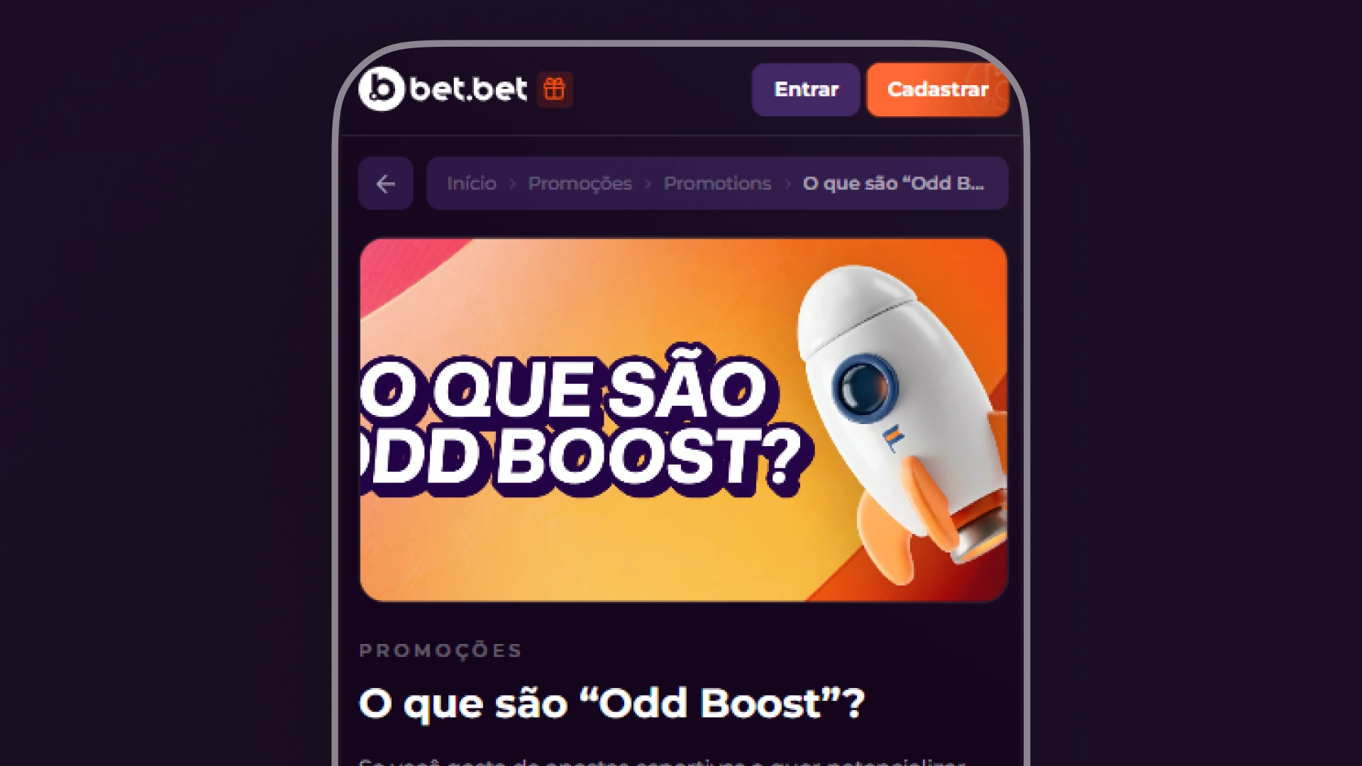 Captura de tela das Odds Boost da Bet.Bet