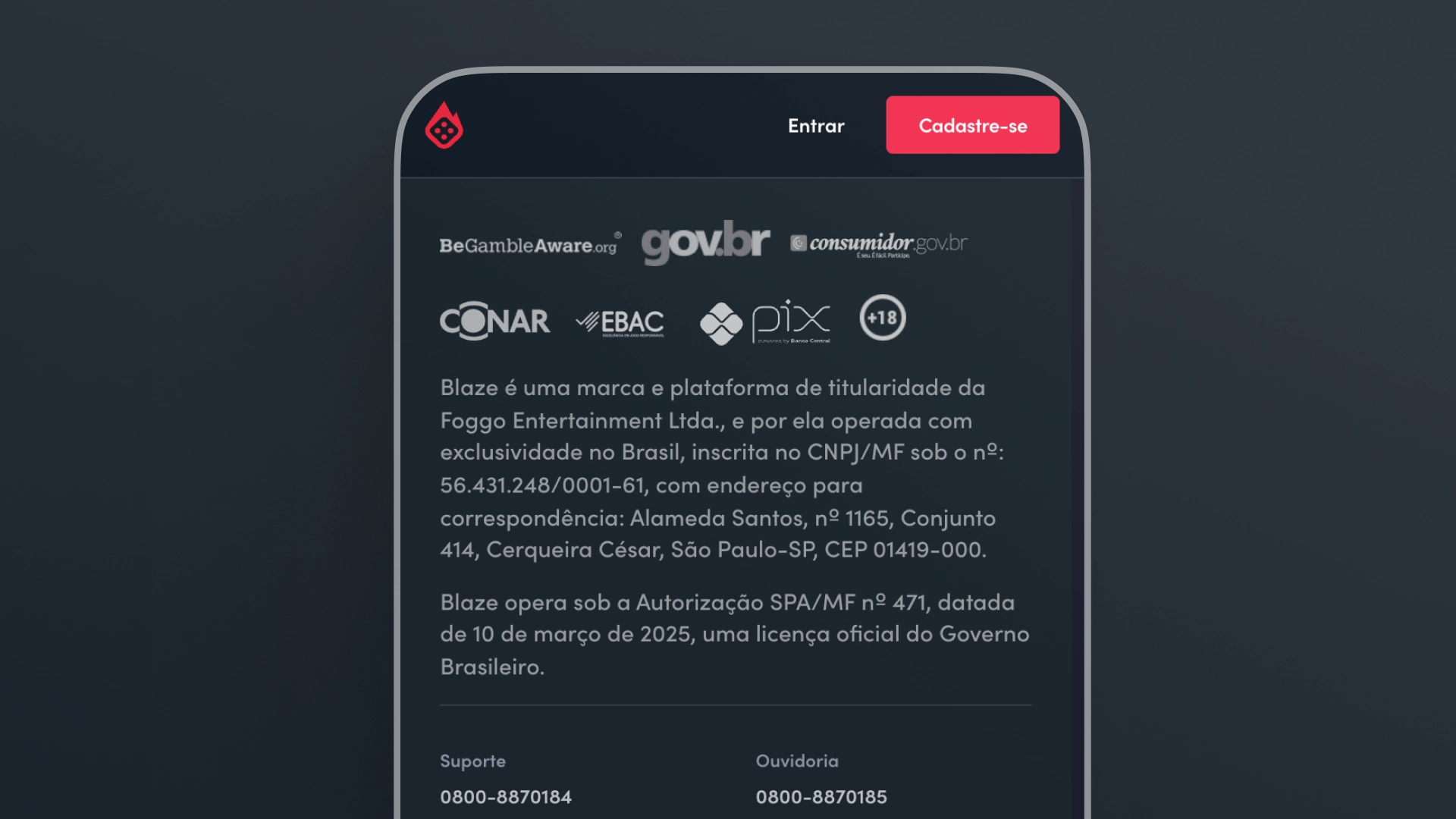 imagem licença Blaze